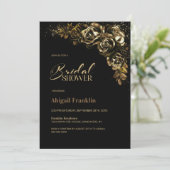 ムーディ金ゴールドフローラブライダルシャワー 招待状 (スタンド正面)