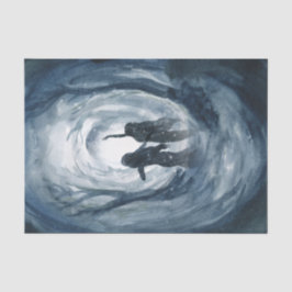 ムーディ青い水彩月の女神が分離する 薄葉紙