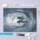 ムーディ青い水彩月の女神が分離する 薄葉紙 (クラフト)