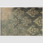 ムーディ風化オリーブ林グリーンダマスクパターン 薄葉紙 (正面)