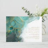 ムーディ インク エメラルド ゴールド アブストラクト リハーサル ID988 招待状 (スタンド正面)