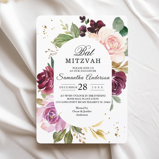 ムーディ&バ素朴ルガンディ水彩フラワーフレーム 招待状