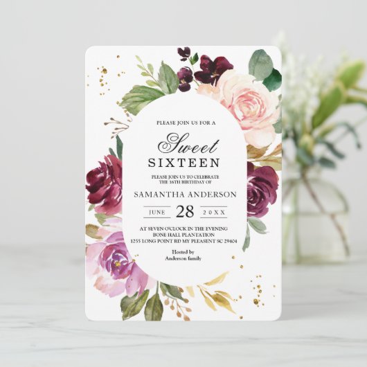 ムーディ&バ素朴ルガンディ水彩フラワーフレーム 招待状 (スタンド正面)