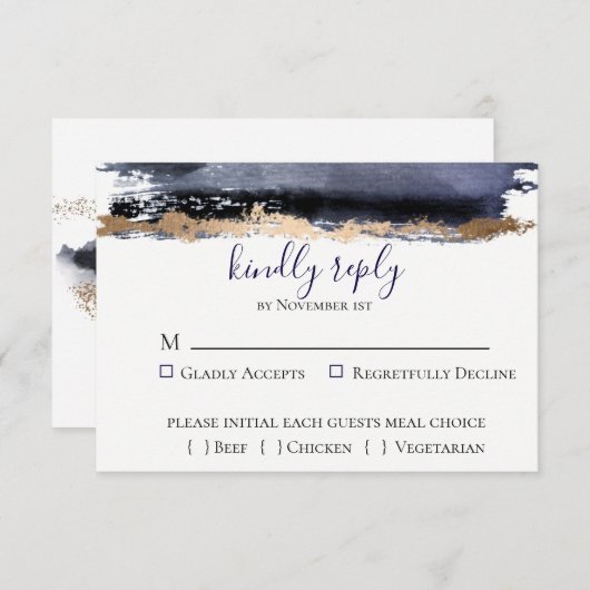 ムーディ・ミッドナイト・ウェディング　出欠確認カード 出欠カード (正面/裏面)