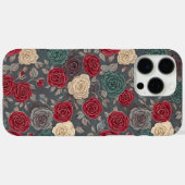 ムーディ ヴィンテージ 赤とターコイズブルーのバラの花 フローラル 携帯ケース Case-Mate iPhoneケース (裏面 (横))