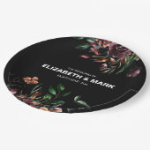 ムーデパーソナライズされたィー水色花模様結婚ズ ペーパープレート (アングル)