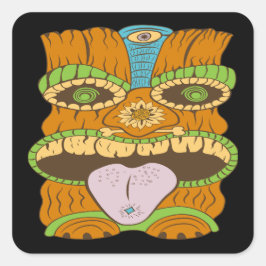 ムードの力強いサイケデリックティキおもしろい像 スクエアシール