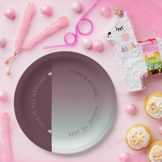 ムードグラデ結婚ントのバーガンディーミストID741 ペーパープレート (パーティー)