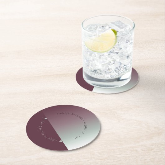 ムードグラデ結婚ントのバーガンディーミストID741 ラウンドペーパーコースター (インサイチュ)