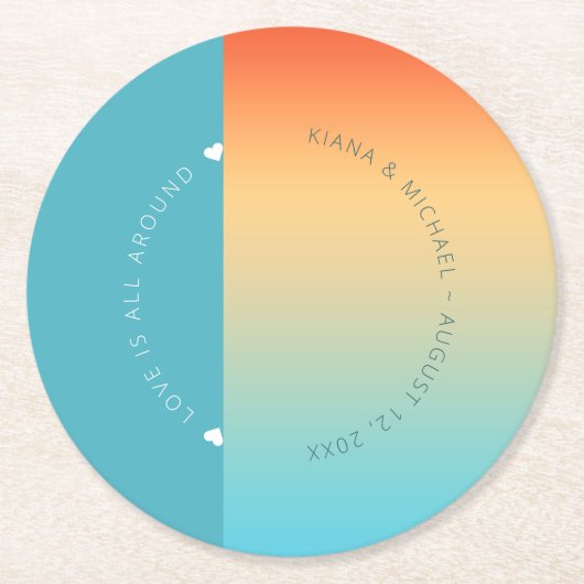 ムードグラデ結婚ントの熱帯の空ID741 ラウンドペーパーコースター (正面)