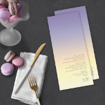 ムードグラデ結婚ーションの藍色の夕日ID741 メニュー<br><div class="desc">このミニマルなセットの作品の背景結婚は、桃や黄色を介してインジゴから色の目を引くグラデーショ淡い色のンです。ここに結婚示すメニューカードにはお洒落、モダンレイアウトとコンテンポラリーsans serifのフォントが含まれており、魅力的な機能を追加する。提供されたテンプレートを使用して、メニュー選択、イニシャル結婚、日付を簡単に追加できる。ID741を検索して、Indigo Sunsetで一致する製品の完全なセットを表示するか、あなたのカラーパレットに合わせて他の利用可能なグラデーションの組み合わせ結婚の1つを選択する。</div>