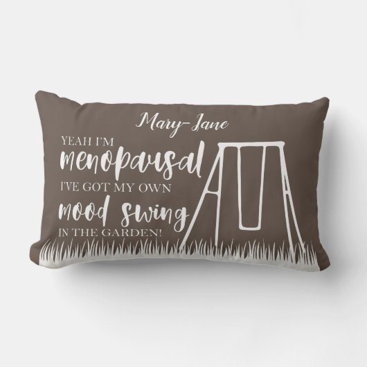 ムードスイングマイガーデン更年期おもしろい引用文 ランバークッション (正面)