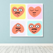 ムードハート- 4つの違う顔 キャンバスプリント (インサイチュ (ウッドフロア))
