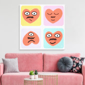 ムードハート- 4つの違う顔 キャンバスプリント (インサイチュ (リビング))