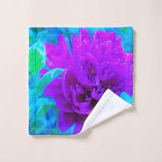ムード紫色の牡丹と美しいワイゲラの葉 ウォッシュタオル (ウォッシュタオル)