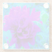 ムード紫色の牡丹と美しいワイゲラの葉 ガラスコースター (裏面)