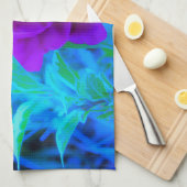 ムード紫色の牡丹と美しいワイゲラの葉 キッチンタオル (四つ折り)