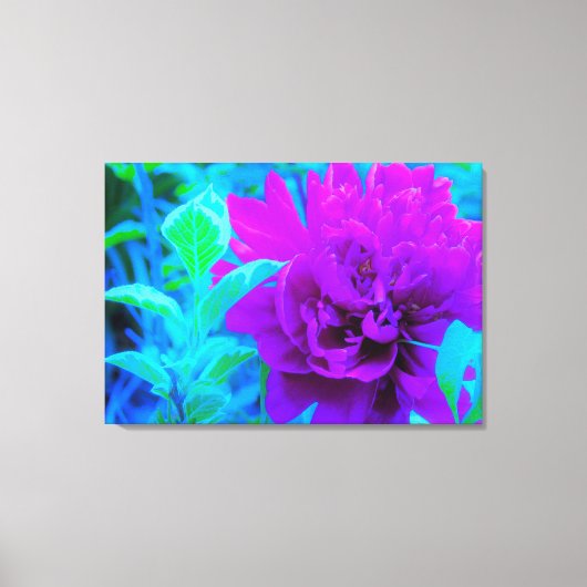 ムード紫色の牡丹と美しいワイゲラの葉 キャンバスプリント (正面)