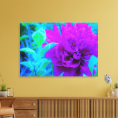 ムード紫色の牡丹と美しいワイゲラの葉 キャンバスプリント (インサイチュ (リビング))