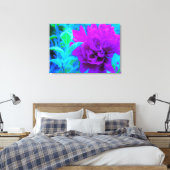 ムード紫色の牡丹と美しいワイゲラの葉 キャンバスプリント (インサイチュ (寝室))