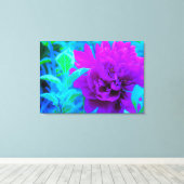 ムード紫色の牡丹と美しいワイゲラの葉 キャンバスプリント (インサイチュ (ウッドフロア))
