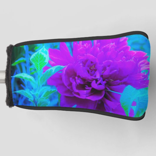 ムード紫色の牡丹と美しいワイゲラの葉 ゴルフヘッドカバー (正面)