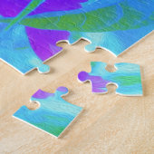 ムード紫色の牡丹と美しいワイゲラの葉 ジグソーパズル (側面)