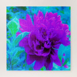 ムード紫色の牡丹と美しいワイゲラの葉 ジグソーパズル