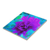 ムード紫色の牡丹と美しいワイゲラの葉 タイル (側面)