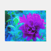 ムード紫色の牡丹と美しいワイゲラの葉 ドアマット (正面)