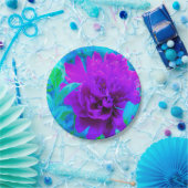 ムード紫色の牡丹と美しいワイゲラの葉 ペーパープレート (パーティー)