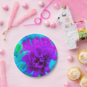 ムード紫色の牡丹と美しいワイゲラの葉 ペーパープレート (パーティー)