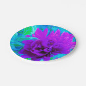 ムード紫色の牡丹と美しいワイゲラの葉 ペーパープレート (アングル)