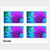 ムード紫色の牡丹と美しいワイゲラの葉 長方形シール (シート)