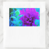 ムード紫色の牡丹と美しいワイゲラの葉 長方形シール (バッグ)