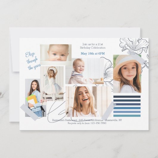 ムード芸術的フォト誕生日招待状 招待状 (正面)