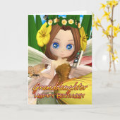 ムーニー付き孫娘誕生日カードかわいこちゃんFal カード (黄色い花)