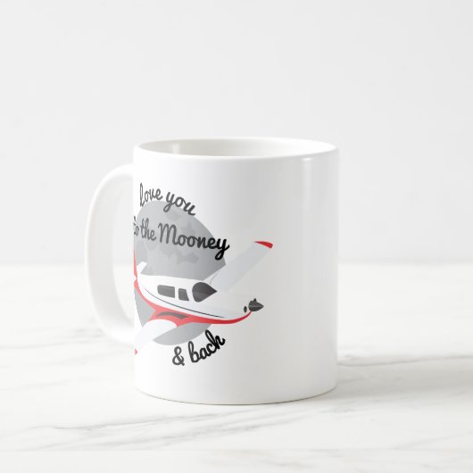 ムーニー飛行機マグ、ムーニーとバックにあなたを愛する コーヒーマグカップ (正面左)