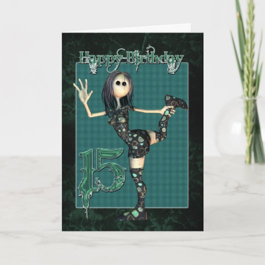 ムーニーH.I.Pラグドール付き15誕生日カード カード (正面)