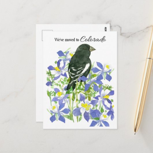 ムービングアナウンスコロラドバンティングオダマキ(植物) ポストカード (正面/裏面インサイチュ)