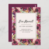 ムービングアナウンスバーガンディ赤面ピンクフローラ ポストカード (正面/裏面)