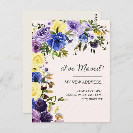 ムービングアナウンスパープルイエローフローラ ポストカード (正面/裏面)