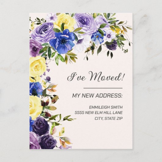 ムービングアナウンスパープルイエローフローラ ポストカード (正面)