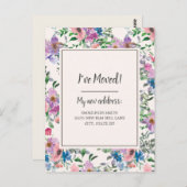 ムービングアナウンスパープルピンクの水色フローラ ポストカード (正面/裏面)