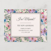 ムービングアナウンスパープルピンク水色の花 ポストカード (正面)