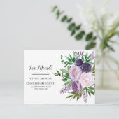 ムービングアナウンスパープルフラワーホワイト ポストカード (スタンド正面)