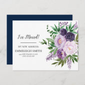 ムービングアナウンスパープルフラワーホワイト ポストカード (正面/裏面)