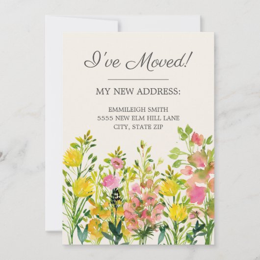 ムービングアナウンスピンクイエローウォーターのカラーフローラ 案内状 (正面)