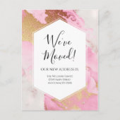 ムービングアナウンスピンク金ゴールド大理石モダン ポストカード (正面)