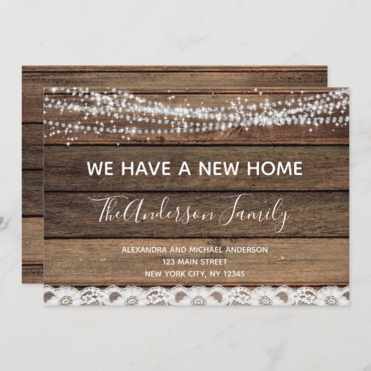 ムービングアナウンスファームハウス素朴ウッド 招待状 (正面/裏面)